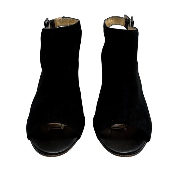 Barneys New York Black Suede Peep Toe Slingback Heel Bootie Women's sz EU40/US10 - Picture 4 of 12